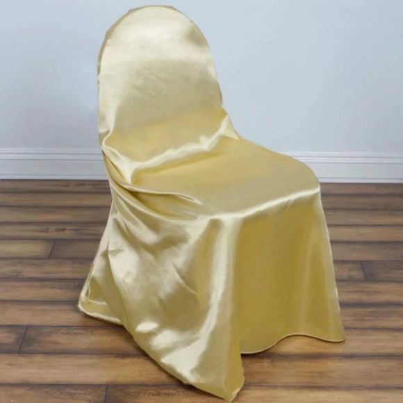 Champagne Universal Satin 300 Chair Cover - Picture 2 of 3